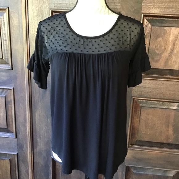 3/$10 - Ruffled Sleeved, Sheer Top Blouse - Picture 1 of 8